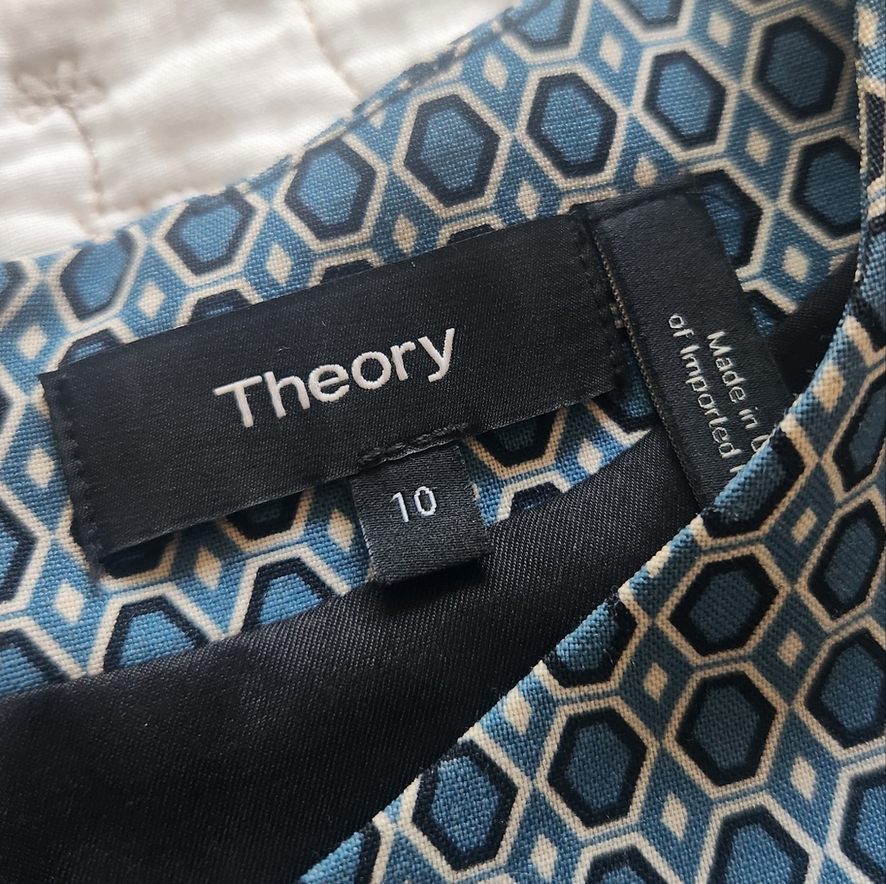 Theory Blue Patterned Shift Dress - Picture 2 of 11